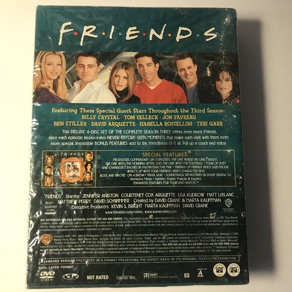 F.r.i.e.n.d.s 3rd TV Season DVD 15 yrs Celebration Stiller Selleck Crystal New - Picture 5 of 6